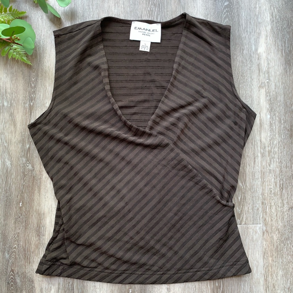 Emanuel Ungaro Striped Fitted Sleeveless Tank